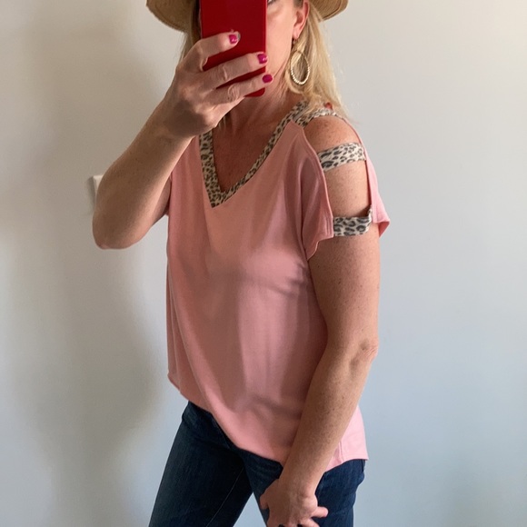 Blush V Neck, Cold Shoulder Top - Picture 3 of 8